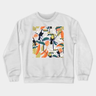 Toucan birds and tropical leaves Crewneck Sweatshirt